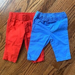Carters Bundle Baby Boy Pants Blue & Red: Size 0-3 months